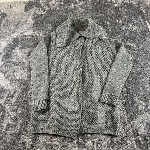 Vince Honeycomb Yak Wool Chunky Knit Waterfall Sweater Cardigan Gray XS - Picture 1 of 13
